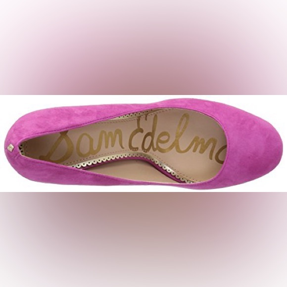 Sam Edelman Vibrant Pink Junie Pump in Retro Pink-Suede Block Heels - Picture 4 of 9